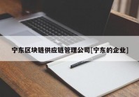 宁东区块链供应链管理公司[宁东的企业]